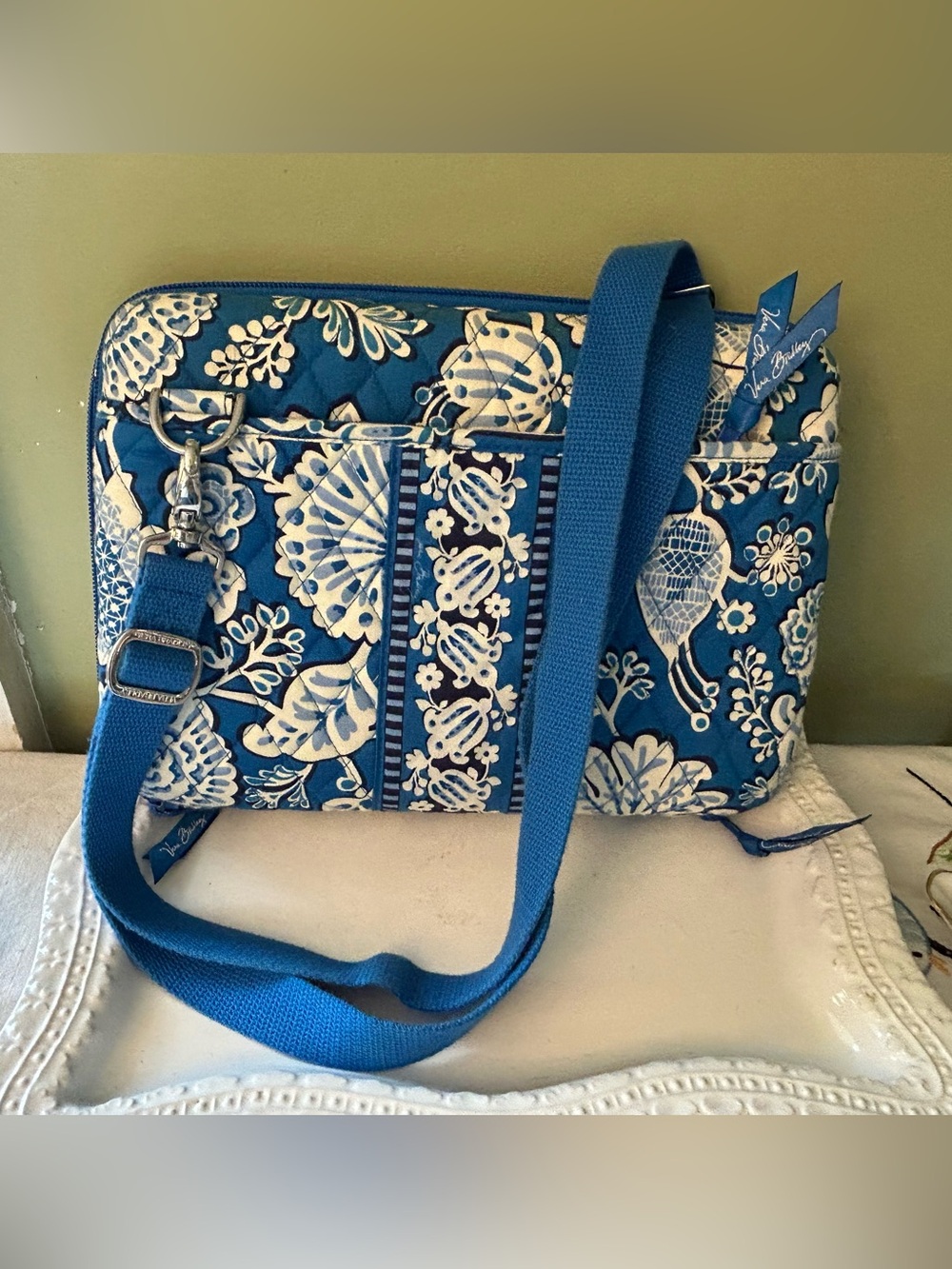 Vera Bradley retired Blue Lagoon floral hard shell laptop portfolio briefcase
